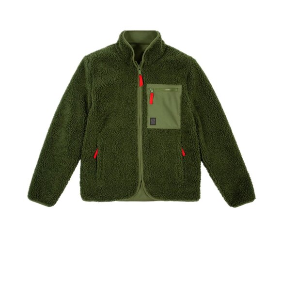 Topo Designs EUC Reversible Sherpa Jacket Full Zip Men's Med dark Green / Olive - Picture 2 of 8